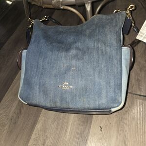 Coach Blue and Gold Leather Crossbody Bag
